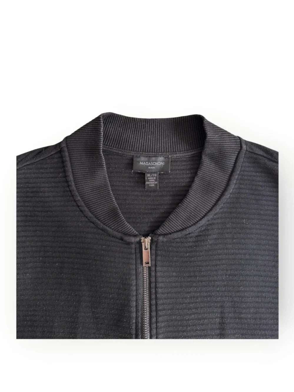 Magaschoni Men's Rubbed Zip Front Jacket